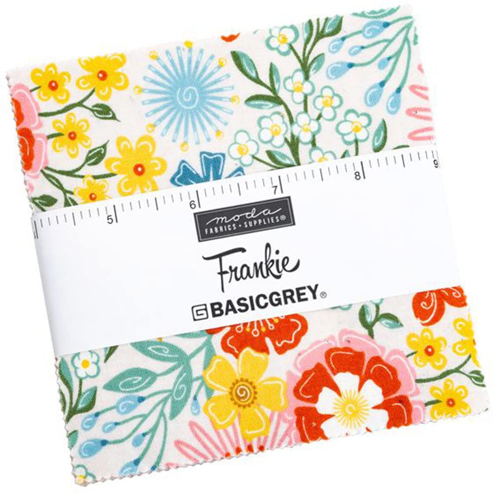 Moda Fabrics Frankie Charm Pack by BasicGrey; 42-5 Inch Precut Fabric Quilt Squares, 30670PP