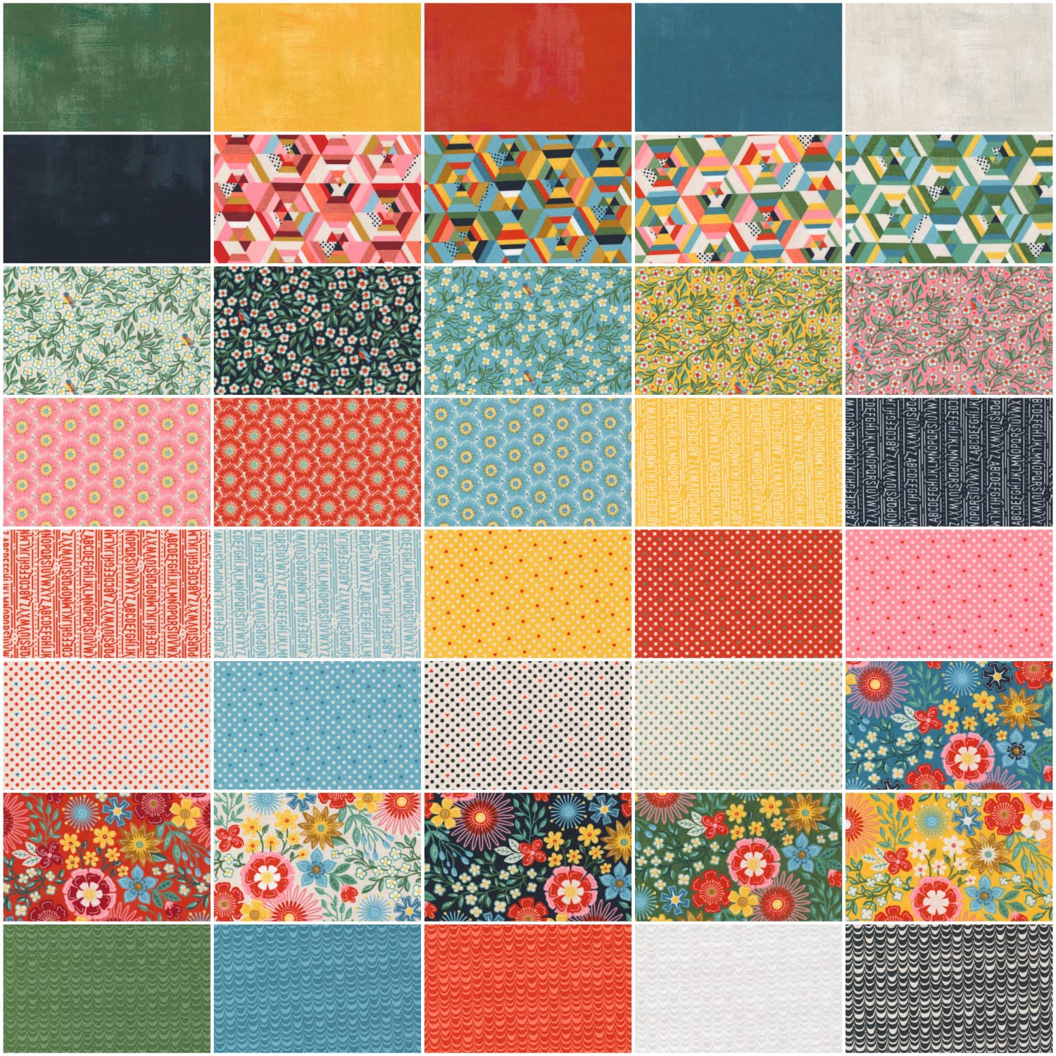 Moda Fabrics Frankie Charm Pack by BasicGrey; 42-5 Inch Precut Fabric Quilt Squares, 30670PP