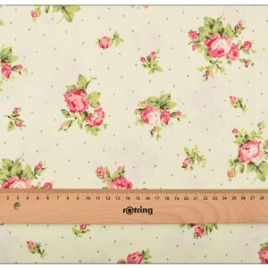 Hanjunzhao Vintage Rose Floral Plaid Fat Quarters Fabric Bundles for Quilting Sewing Crafting,18 x 22 inches