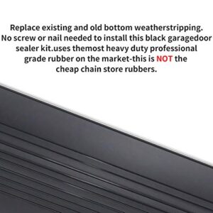 DGSL Garage Door Seals Bottom Rubber Weather Stripping Kit Seal Strip Replacement,Universal Weatherproof Threshold Buffering Sealing Rubber 5/16 Inch T Ends, 3 3/4 Inch Width (20 Ft, Black)