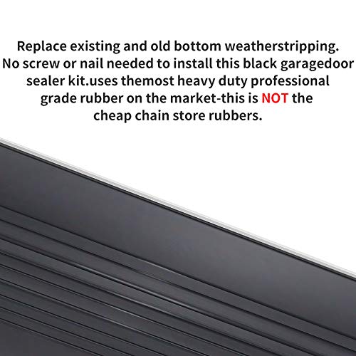 DGSL Garage Door Seals Bottom Rubber Weather Stripping Kit Seal Strip Replacement,Universal Weatherproof Threshold Buffering Sealing Rubber 5/16 Inch T Ends, 3 3/4 Inch Width (20 Ft, Black)