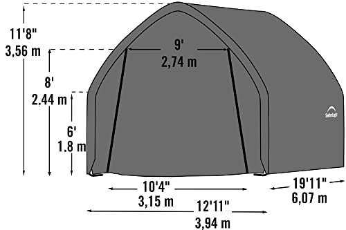 ShelterLogic Garage-in-a-Box Portable Outdoor Garage for SUV and Full-Size Trucks, All-Season Car Canopy Carport with Alpine Style Roof, 13' x 20' x 12', Gray