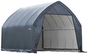 shelterlogic garage-in-a-box portable outdoor garage for suv and full-size trucks, all-season car canopy carport with alpine style roof, 13' x 20' x 12', gray