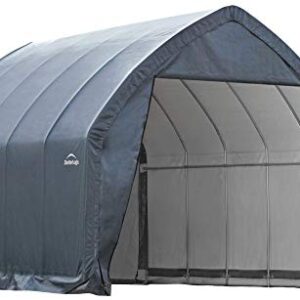 ShelterLogic Garage-in-a-Box Portable Outdoor Garage for SUV and Full-Size Trucks, All-Season Car Canopy Carport with Alpine Style Roof, 13' x 20' x 12', Gray