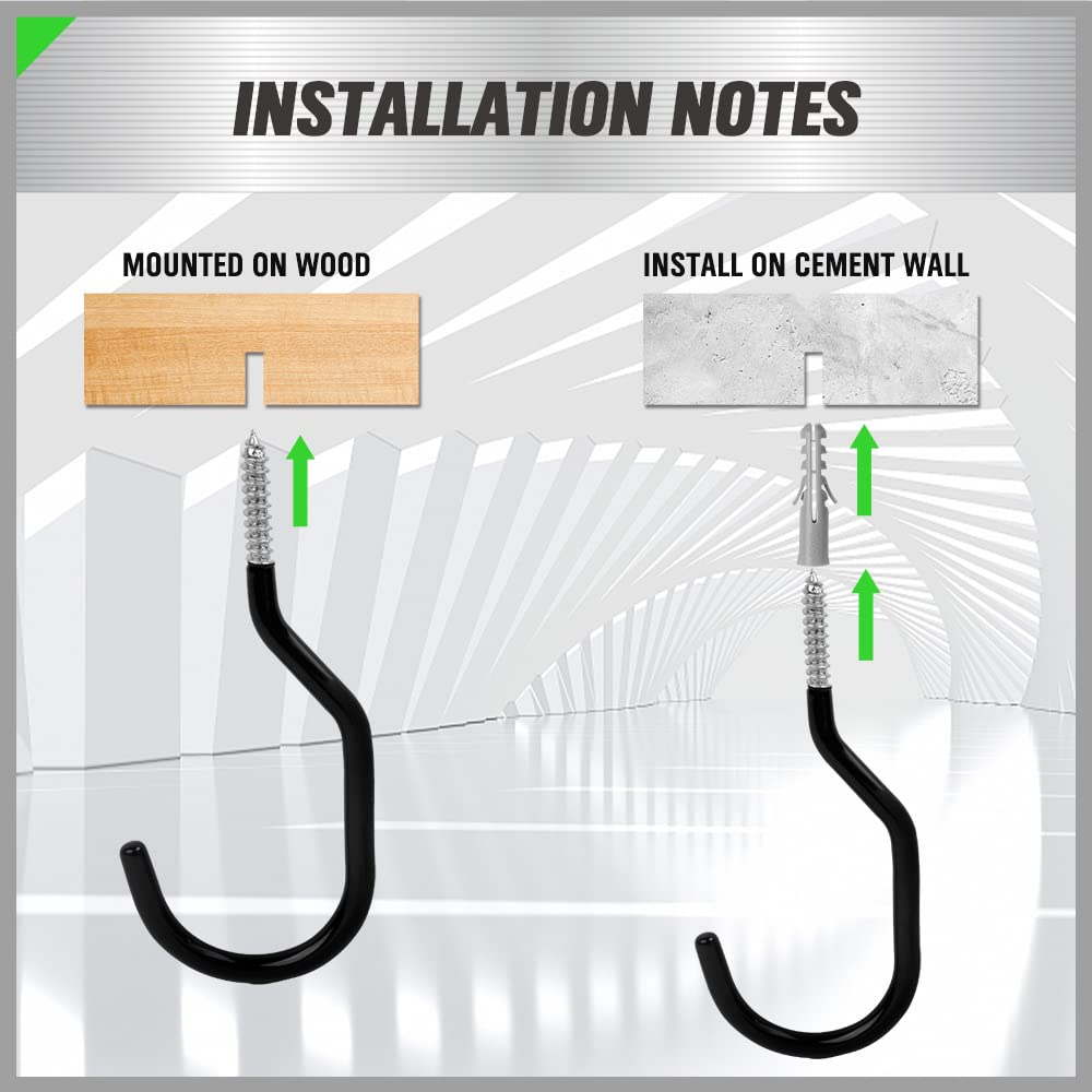 SWANLAKE 6 Pack Heavy Duty Bike Hook, 6 inches, Capacity 100 LBS, Bike Hooks for Garage Wall and Bike Hooks for Garage Ceiling