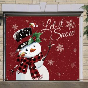 christmas garage door banner 7 x 8ft outdoor christmas decoration holiday garage door covers wall backdrop decoration indoor outdoor for christmas holiday party supplies(snowman)