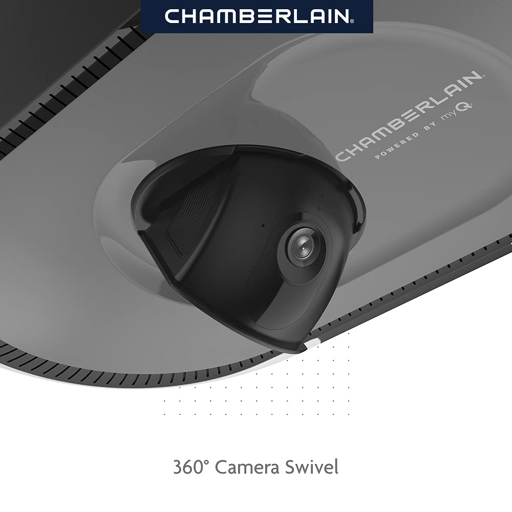 Chamberlain B4643T Smart Built in Camera-myQ Smartphone Controlled-Ultra Quiet, Strong Belt Drive, Blue Garage Door Opener