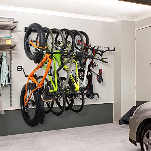 Ultrawall Stainless Steel Bike Storage Rack,6 Bike Storage Hanger Wall Mount for Home & Garage Holds Up to 300lbs, Black