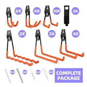 Rlipily 30 Pack Garage Hooks Steel Heavy Duty Garage Storage Hooks Utility Steel Wall Mount Garage Hanger&Organizer for Bikes,Garden Tools, Ladders, Bulk Items，Ropes and More Equipment