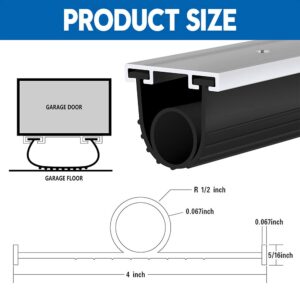 Heavy-Duty U Shape +O Ring Combination Universal Garage Door Bottom Seals Rubber with Pre-drilled Aluminum Track Retainer Base Kit & 2 Rubber Stoppers (16FT)