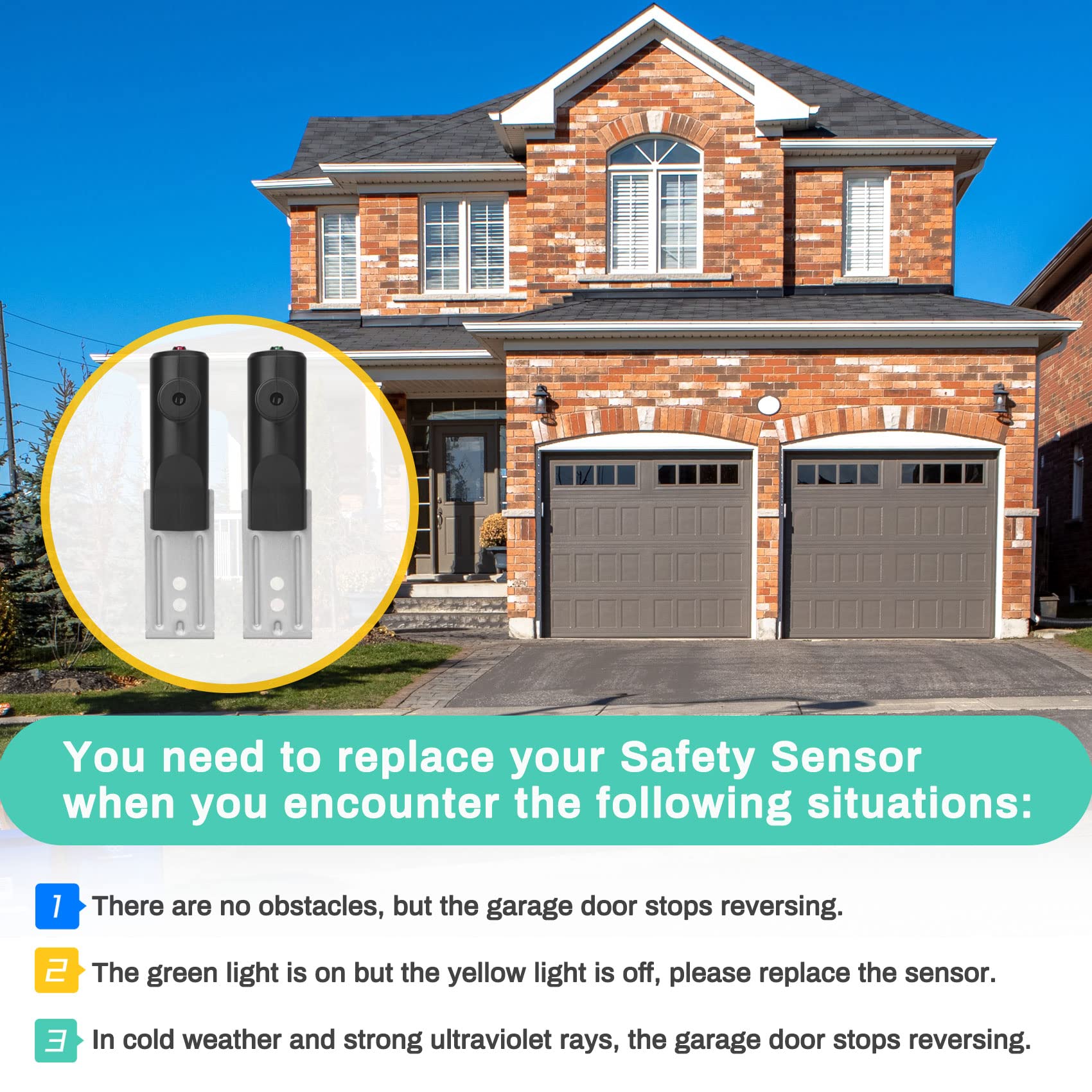 GSTB-R STB-BL Safety Sensors, Replacement for genie/overhead garage door sensors, Compatible with genie/overhead Garage Door openers Made After 1993, Item includes Two Sensors (receiving&sending)