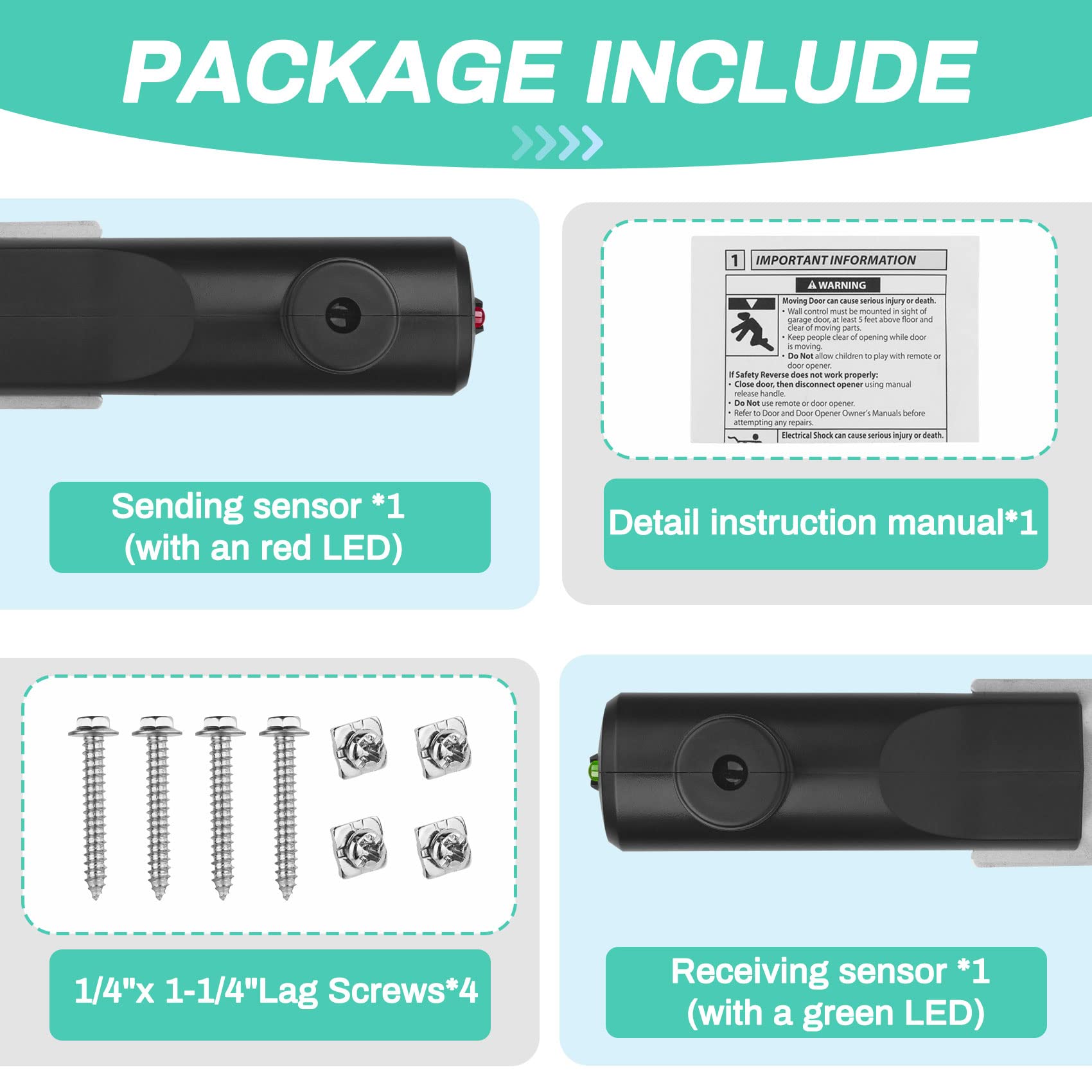 GSTB-R STB-BL Safety Sensors, Replacement for genie/overhead garage door sensors, Compatible with genie/overhead Garage Door openers Made After 1993, Item includes Two Sensors (receiving&sending)