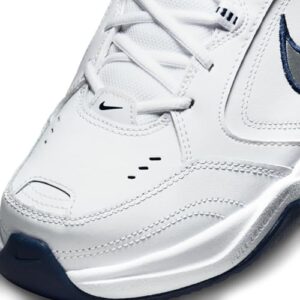 Nike Men's NIKE AIR MONARCH IV (4E) RUNNING SHOES -10.5; White / Metallic Silver-Midnight Navy