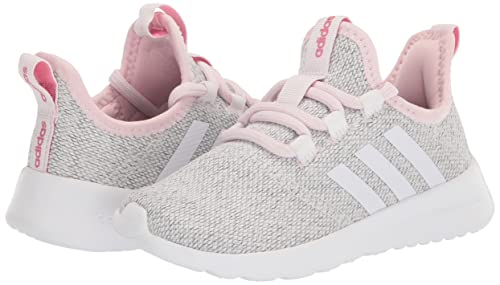 adidas Cloud Foam-Pure Running Shoe, White/White/Clear Pink, 4.5 US Unisex Big Kid