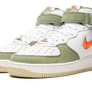 Nike mens Air Force 1 Mid Qs, White/Oil Green/Sail/Total Ora, 9