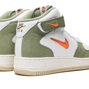 Nike mens Air Force 1 Mid Qs, White/Oil Green/Sail/Total Ora, 9