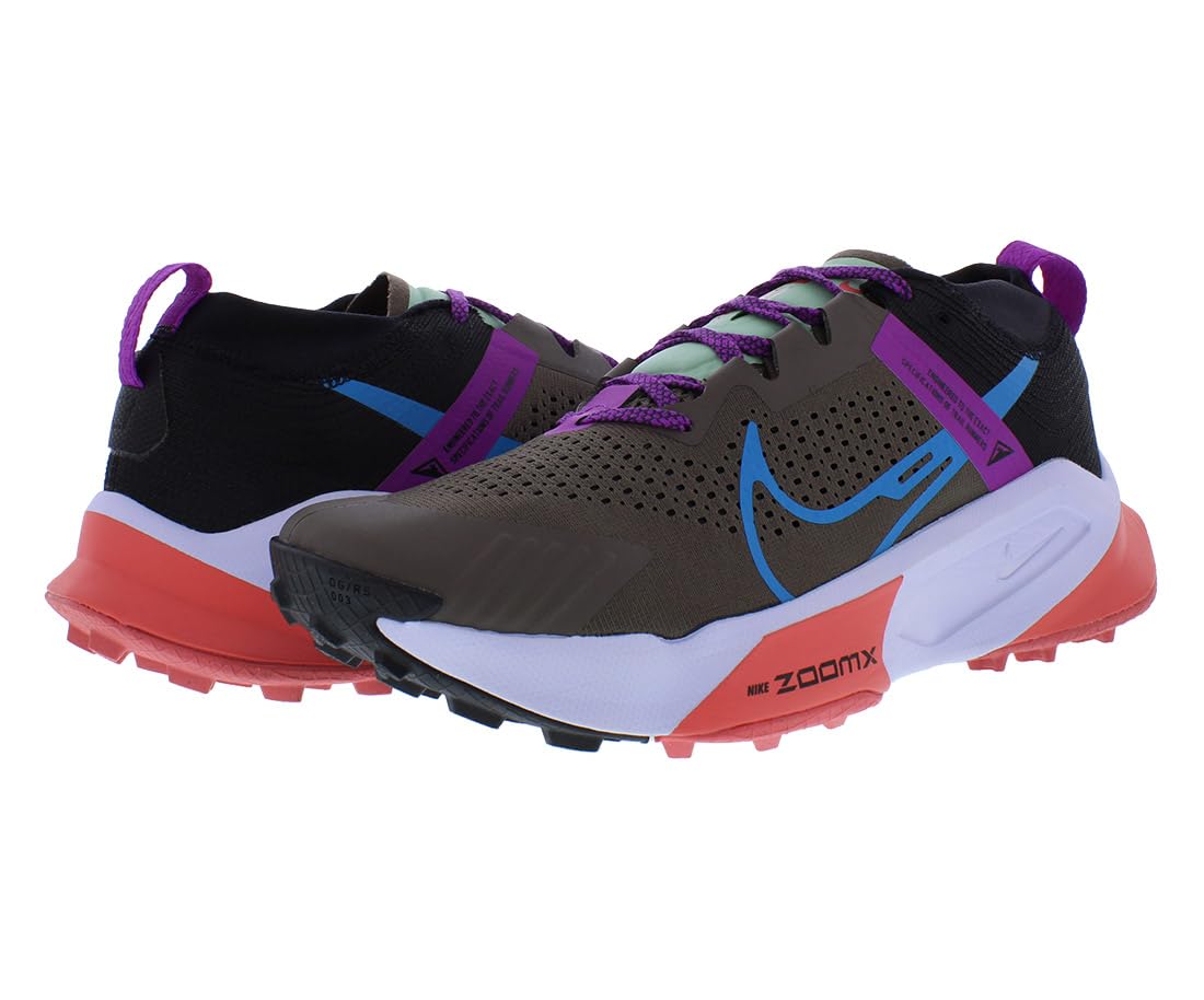 Nike Men's ZoomX Zegama Trail Running Shoe (Ironstone/Vivid Purple/Black/Laser Blue, us_Footwear_Size_System, Adult, Men, Numeric, Medium, Numeric_11_Point_5)