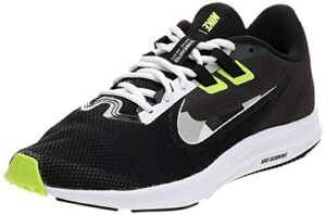 nike downshifter 9 men's running shoes, lightweight mesh men's sneakers, black/white-particle dark smoke grey-ghost green-sapphire, 10