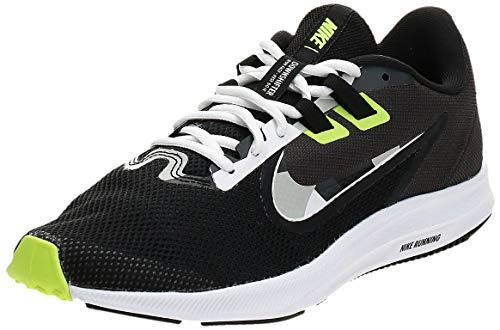 Nike Downshifter 9 Men's Running Shoes, Lightweight Mesh Men's Sneakers, Black/White-Particle Dark Smoke Grey-Ghost Green-Sapphire, 10