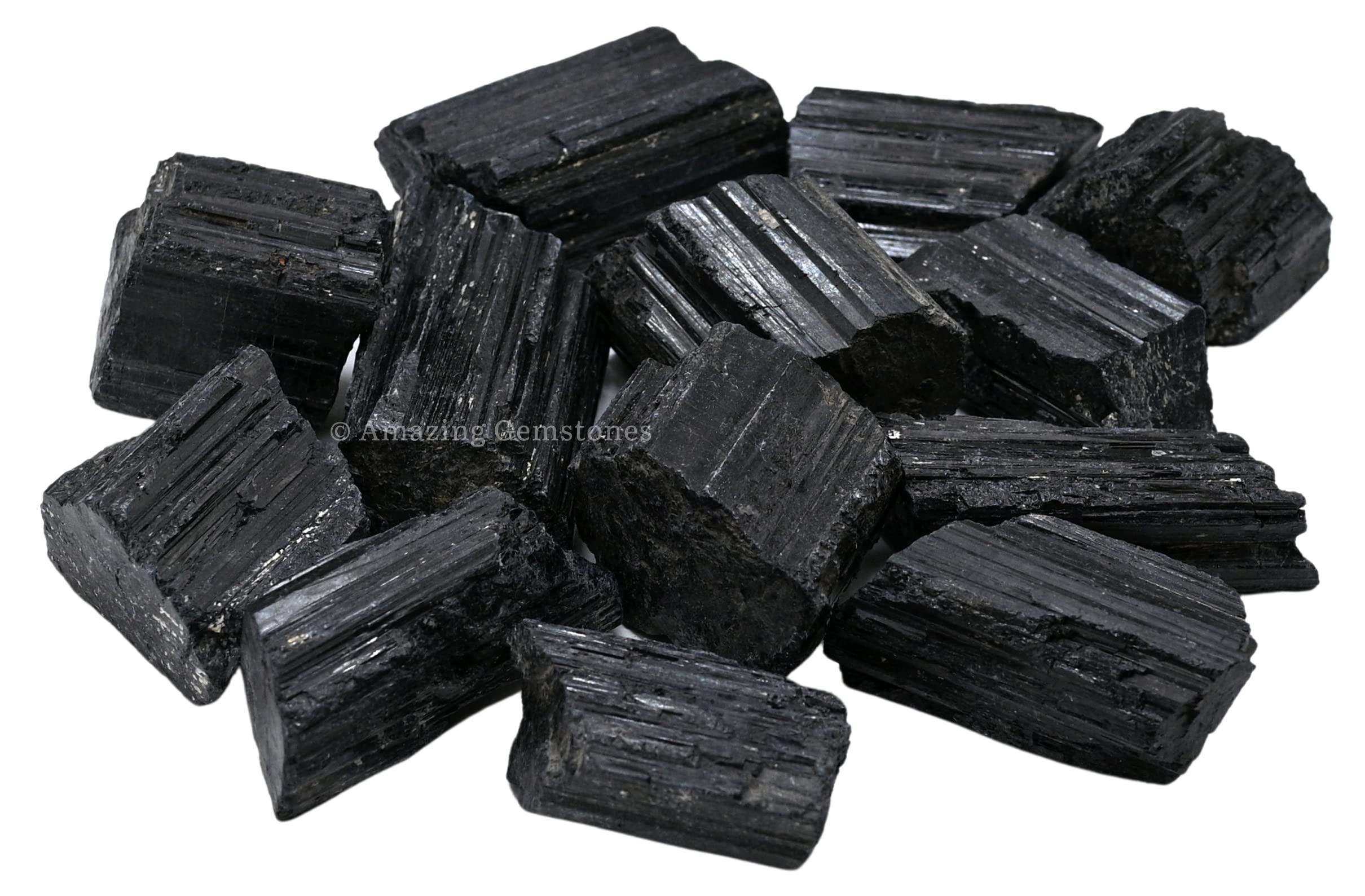 Black Tourmaline Crystals Rough Stone in Bulk, 1lb Regular Pieces Turmalina Negra Piedra Originales, Large Black Tourmaline Crystal Healing Stones for Protection, Do it Yourself Crafts Making