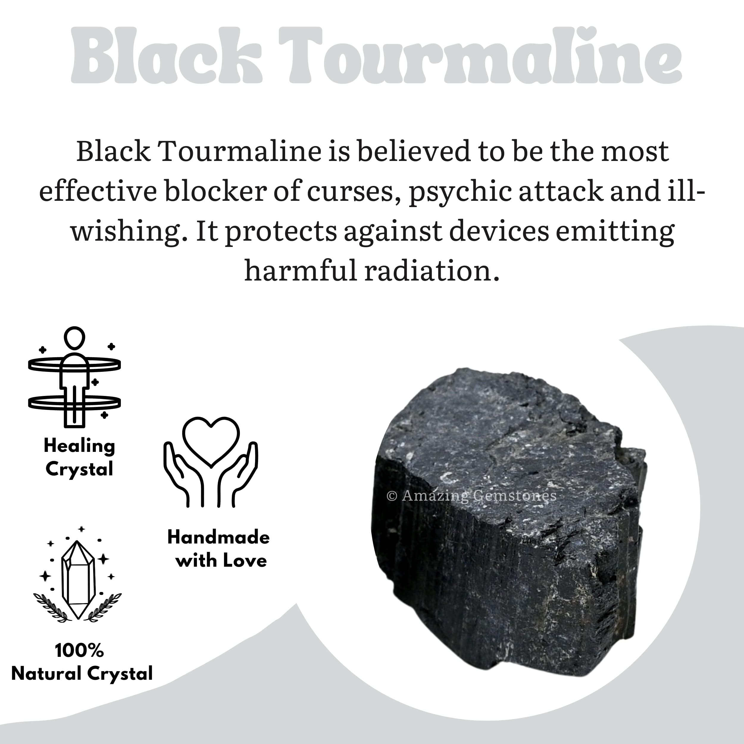 Black Tourmaline Crystals Rough Stone in Bulk, 1lb Regular Pieces Turmalina Negra Piedra Originales, Large Black Tourmaline Crystal Healing Stones for Protection, Do it Yourself Crafts Making