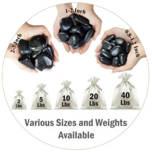 FANTIAN 2lbs Black Pebbles for Indoor Plants, Polished Black River Rocks for Potted Plants Vase Aquarium Landscaping and Outdoor Garden Decorative Black Stones