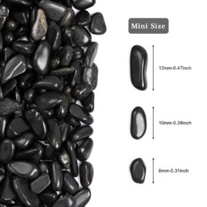 Ausluru 11lbs Black Natural River Rocks, High-Polished Pebbles for Plants Garden, 0.3-0.8 inch Decorative Black Stones, Ideal for Fish Tank, Vases, Home Decor and Garden Landscaping,Black