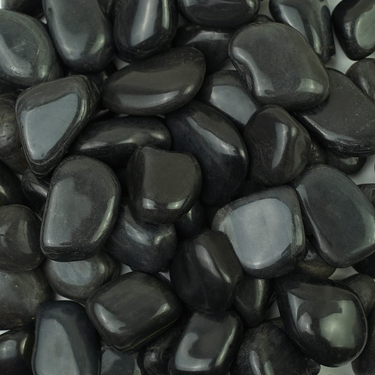 SHIZWU 1-2Inch Natural Polished Black RIver Rocks,2LB Black Polished Pebbles for Garden Landscaping. Fish Tank Decorative River Rocks, Vase Filling Pebbles, Outdoor Decorative RIver Rocks