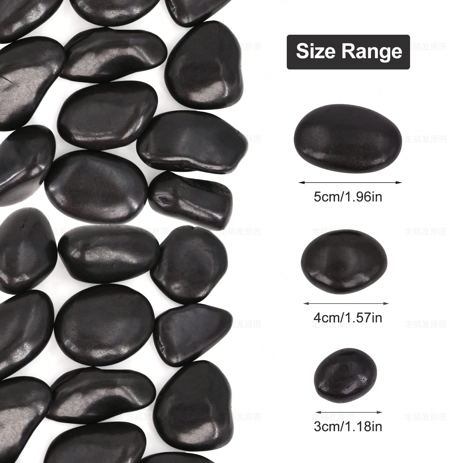 Lechloris 20Ib Black River Rocks for Landscaping-Polished Pebbles for Plants-Garden Decorative Stones-1-2" Large Plant Rocks,Ideal for Aquarium, Home Decor