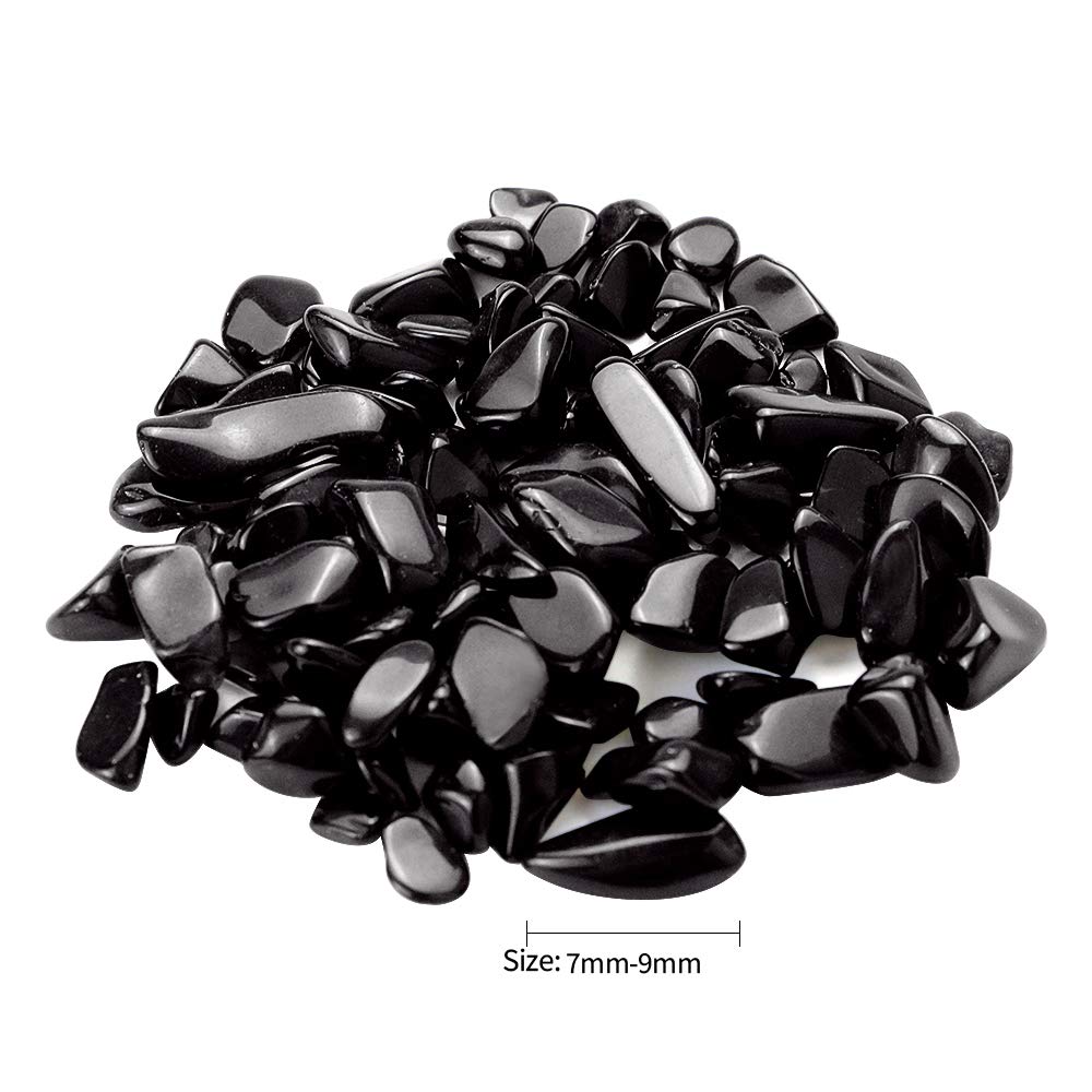 Twdrer 2lb/950g Small Natural Black Obsidian Tumbled Chips Crushed Stone Irregular Shaped Quartz Rock Healing Reiki Crystal Gemstone for Jewelry Making Garden Aquarium Vase Plant Decoration(Black)