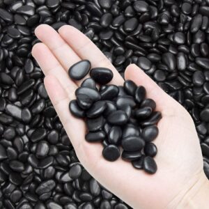 OUPENG Black Small Pebbles - Decorative Gravel Rock Plant Stones,Natural Polished Stones 3/8" Succulent Gravel,Pebbles Gravel for Bamboo Plants,Succulent,Home Decor,Landscaping,Vase Fillers.1.5lbs