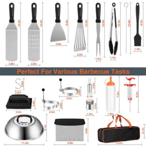 AEEKEL Flat Top Grill Accessories, 37pcs Blackstone Griddle Accessories Kit For Camp Chef, BBQ Grilling Gifts For Men Women, Professional Griddle Tools Kit With Enlarged Spatula, Scraper Basting Cover