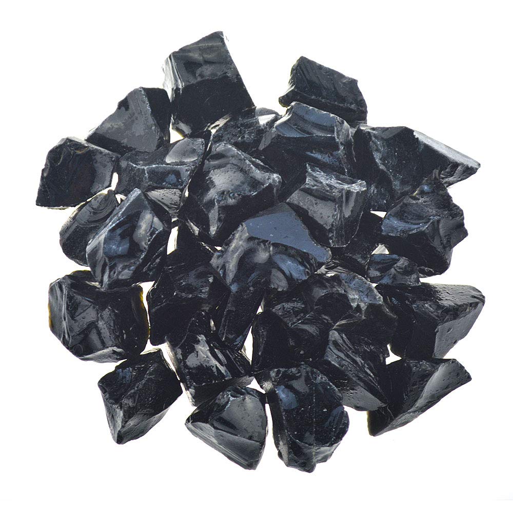 1lb Bulk Raw Black Obsidian Stones - Large 1" Natural Rough Stones for Tumbling, Cabbing, Fountain Rocks, Decoration, Polishing, Wire Wrapping, Wicca & Reiki