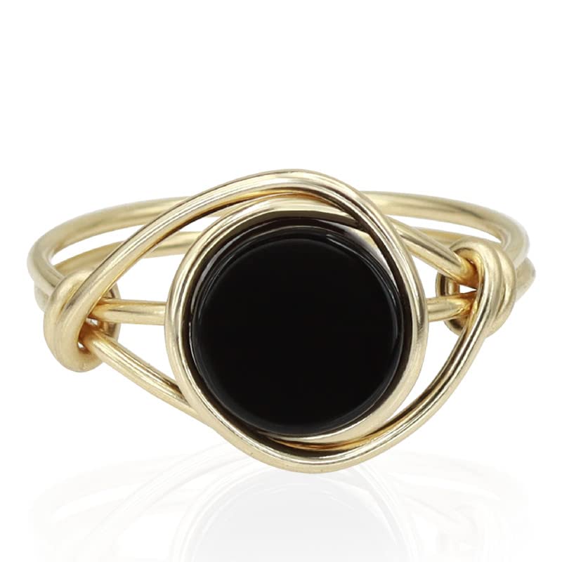 Ardonn Black Onyx Ring for Women - Unique Handmade Gold Filled Emphasizing the Stylish and Versatile Natural - Comfortable and Stylish Gemstone Ring 925 for birthdays and anniversaries (6)