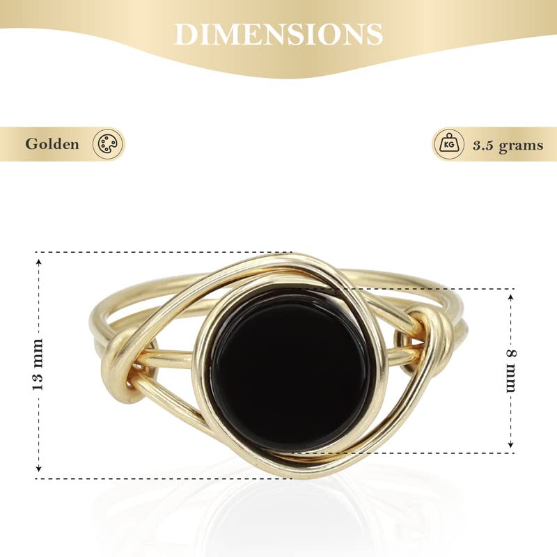 Ardonn Black Onyx Ring for Women - Unique Handmade Gold Filled Emphasizing the Stylish and Versatile Natural - Comfortable and Stylish Gemstone Ring 925 for birthdays and anniversaries (6)