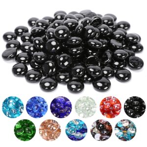 GRISUN 1/2 Inch Black Fire Glass Beads for Fire Pit - 10 Pounds Reflective Fireglass Drops, Decorative for Fireplace, Fire Table, Vase Fillers and Landscaping