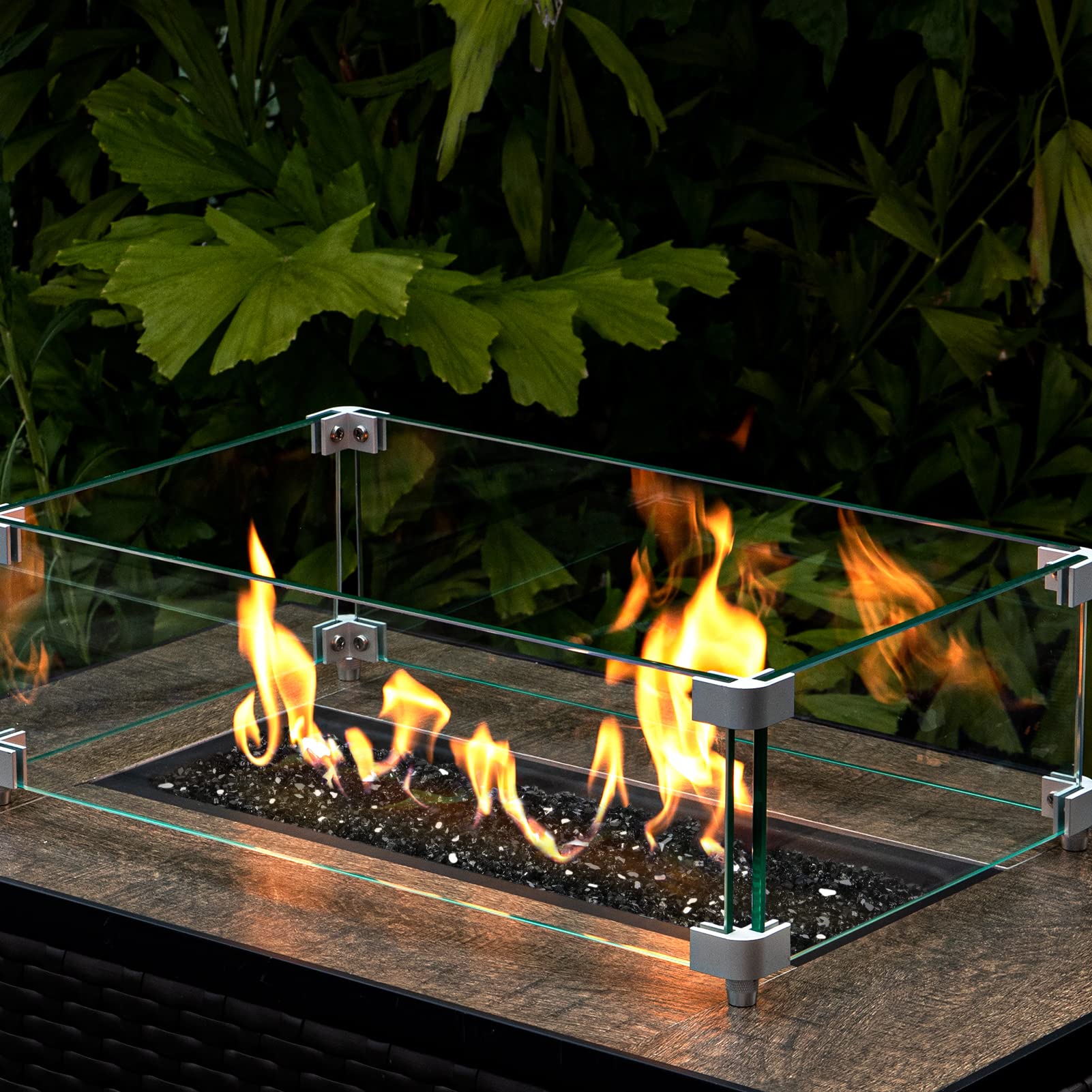 GASPRO 20lbs Fire Glass for Fire Pit, 1/4'' Reflective Tempered Glass Rocks for Fire Pit Table, Fireplace, Black