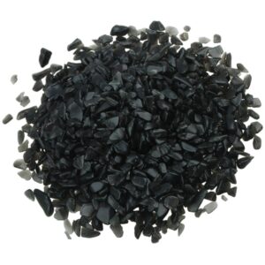 sunyik black agate tumbled chips stone crushed pieces irregular shaped stones 1pound(about 460 gram)