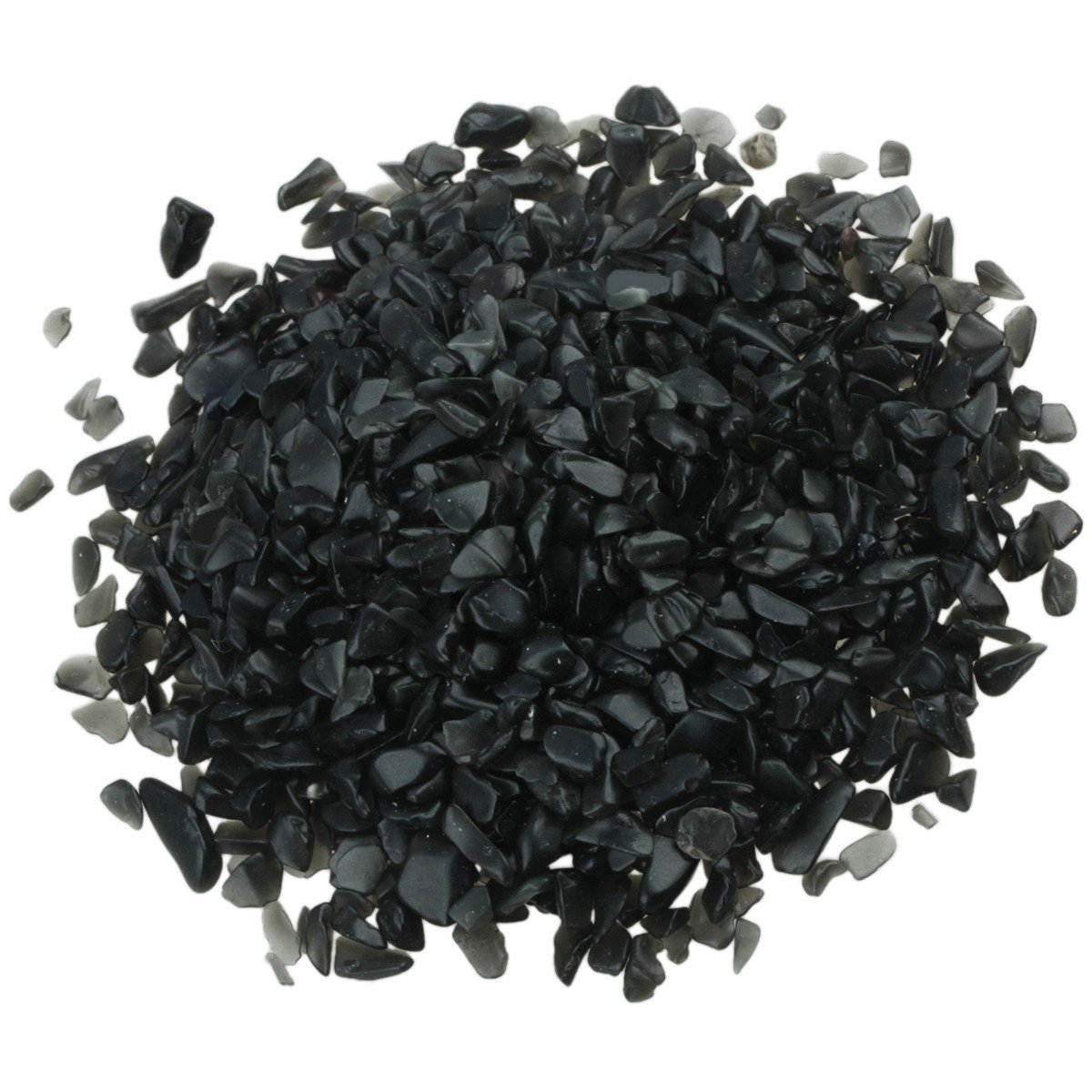 SUNYIK Black Agate Tumbled Chips Stone Crushed Pieces Irregular Shaped Stones 1pound(about 460 gram)