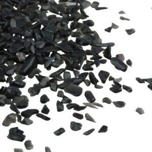 SUNYIK Black Agate Tumbled Chips Stone Crushed Pieces Irregular Shaped Stones 1pound(about 460 gram)