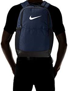 Nike Brasilia Medium Training Nike Backpack for Women and Men with Secure Storage & Water Resistant Coating, Midnight Navy/Black/White