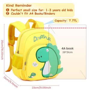 MUSEVOS Dinosaur Toddler Backpack for Kids 1-3years Old, Mini Toddler Backpack Boys 2-3 Year Old Girls, Small Neoprene Preschool Backpack for Kids with Anti-lost Safety Leash for Daycare Outdoor