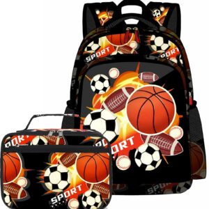 CAMTOP Soccer Backpack for Kids boys Preschool Backpacks with Lunch Box Toddle Kindergarten Basketball BookBag Set