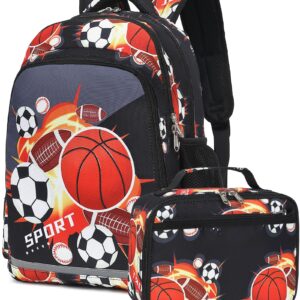 CAMTOP Soccer Backpack for Kids boys Preschool Backpacks with Lunch Box Toddle Kindergarten Basketball BookBag Set