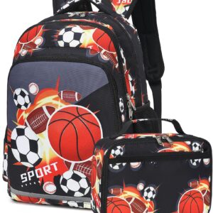 CAMTOP Soccer Backpack for Kids boys Preschool Backpacks with Lunch Box Toddle Kindergarten Basketball BookBag Set