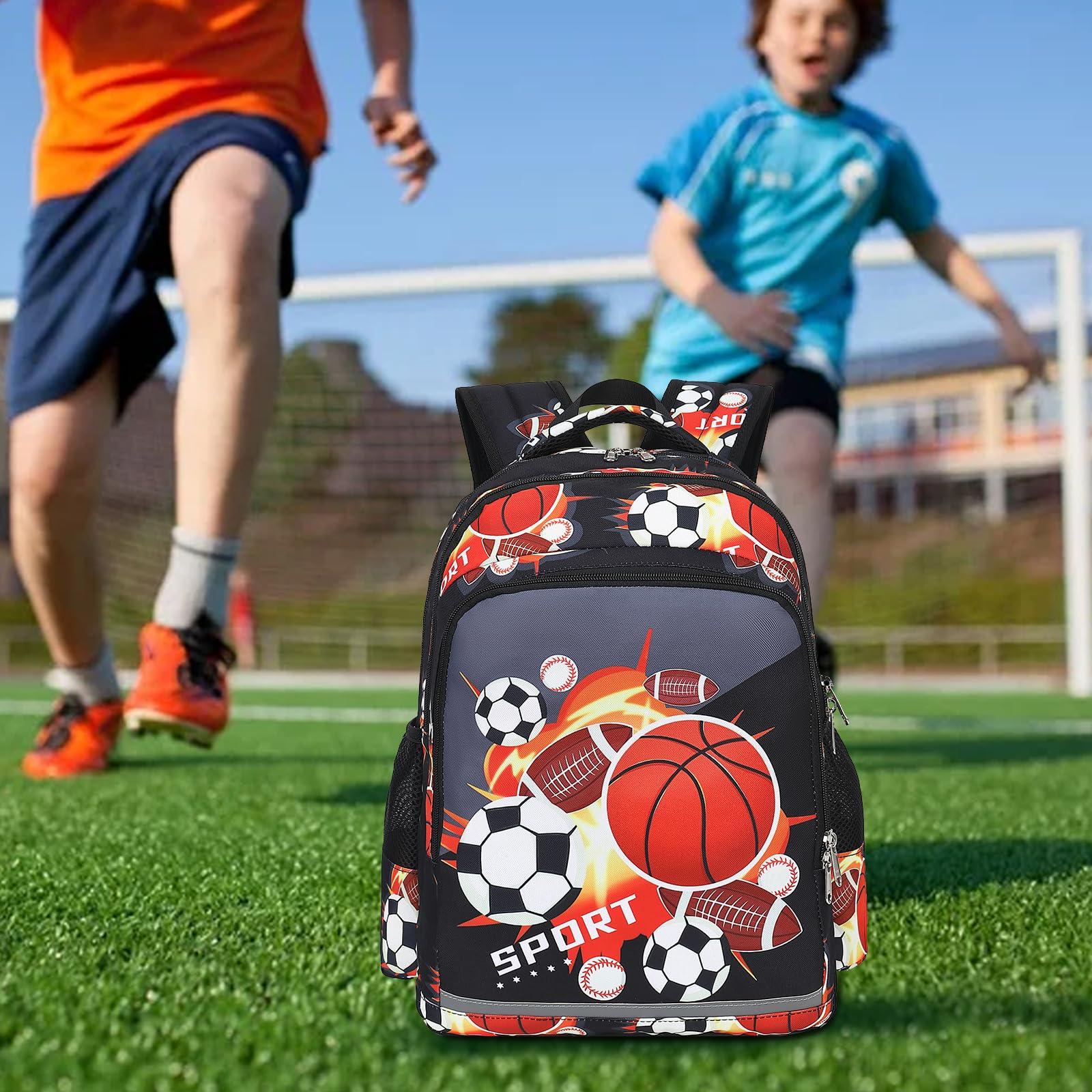 CAMTOP Soccer Backpack for Kids boys Preschool Backpacks with Lunch Box Toddle Kindergarten Basketball BookBag Set