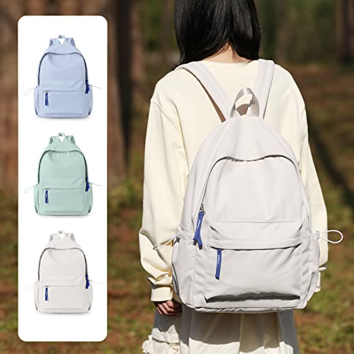 School Backpack for Teen Girls,Simple School Book Bag Waterproof High School Backpack for Boy Middle Student Bookbag College Backpack for Women Men Casual Daypack Travel Aesthetic Backpacks White