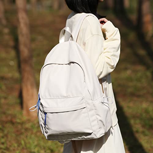 School Backpack for Teen Girls,Simple School Book Bag Waterproof High School Backpack for Boy Middle Student Bookbag College Backpack for Women Men Casual Daypack Travel Aesthetic Backpacks White