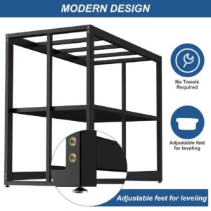 Fizgot Black Fish Tank Stand Metal Aquarium Stand 40 Gallon Aquarium Turtle Tank Double Layer with Storage Weight Capacity 660lbs 36.5" x 18.5" x 29.5" Breeder Reptile Tank Stand