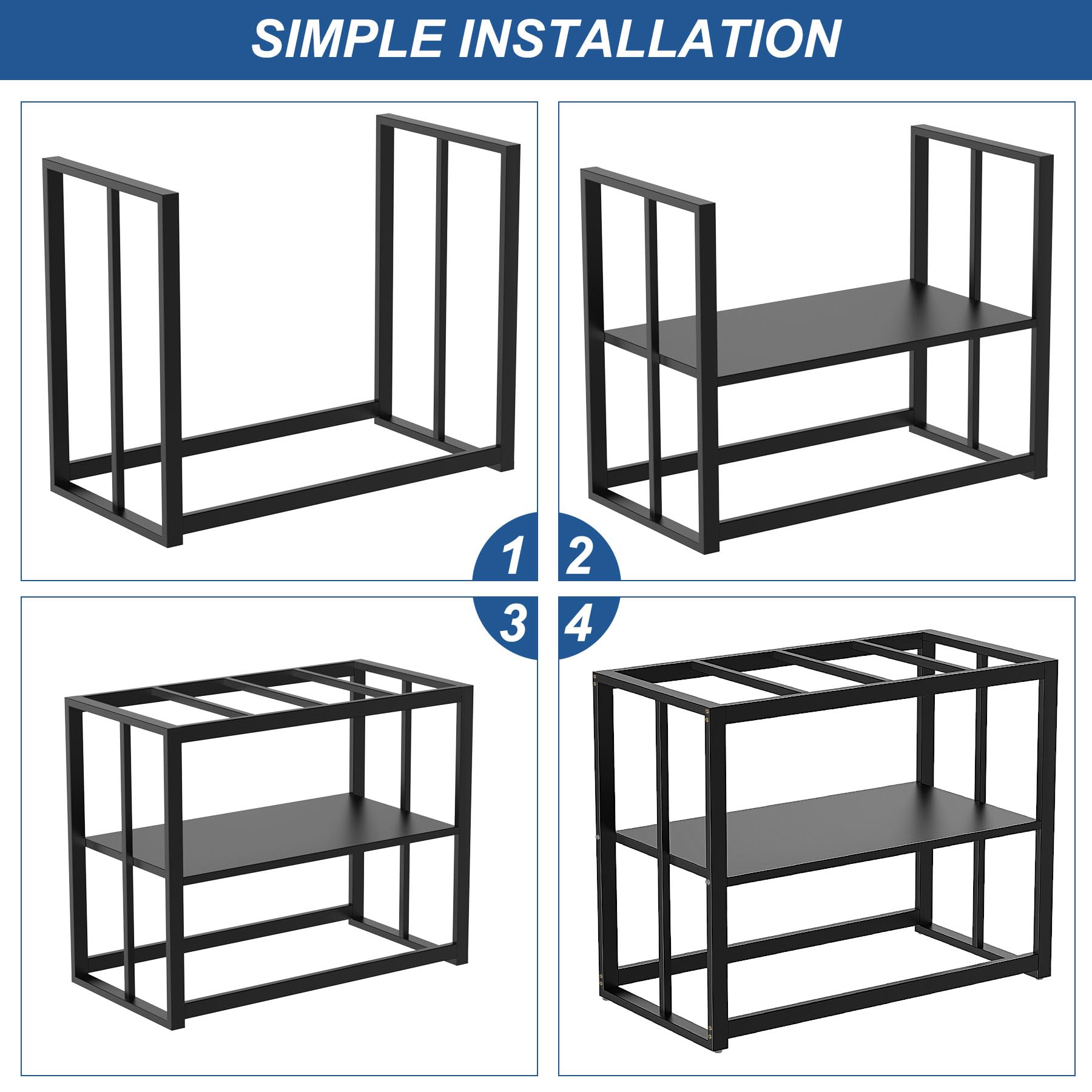 Fizgot Black Fish Tank Stand Metal Aquarium Stand 40 Gallon Aquarium Turtle Tank Double Layer with Storage Weight Capacity 660lbs 36.5" x 18.5" x 29.5" Breeder Reptile Tank Stand